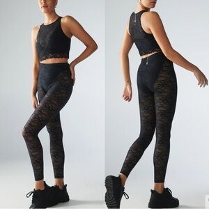 Savage X Fenty Sport Black Lace Race High-Waist Legging Size Small NWT